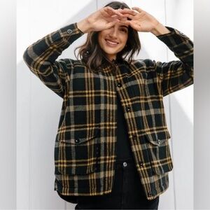 Jenni Kayne Farmhouse Wool Jacket in Black Plaid